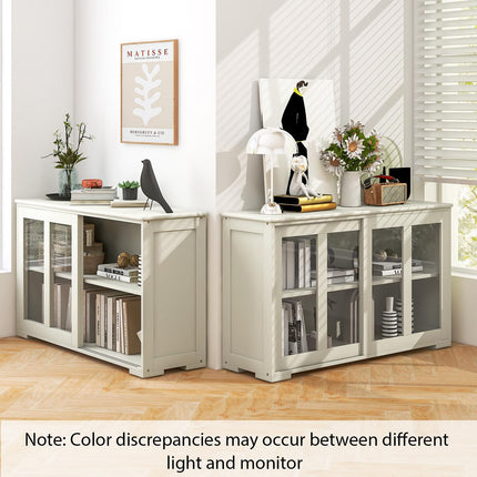 Costzon Kitchen Sideboard Antique Stackable Storage Cabinet with Adjustable Shelf