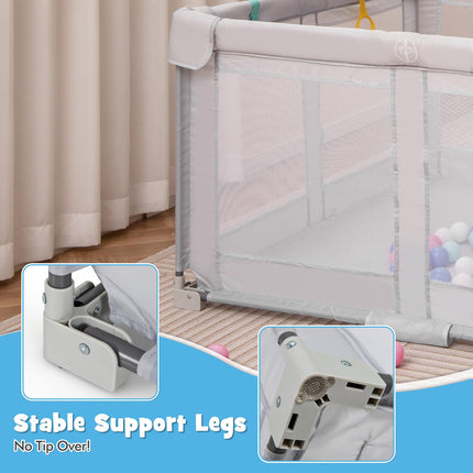 Costzon Foldable Playpen for Babies, 50''x50''/59''x59''