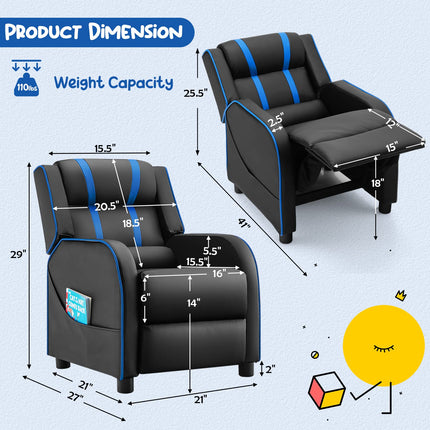 Kids Recliner, Gaming Recliner Chair  -  Costzon