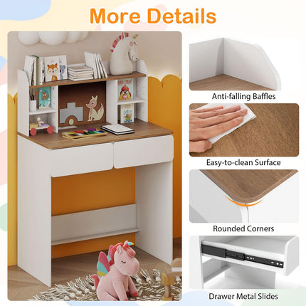 Costzon Kids Study Desk Student Writing Table with Cork Bulletin Board