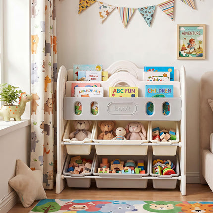 Costzon Kids Bookshelf & Toy Storage Organizer | Space-Themed HDPE Corner Book Case
