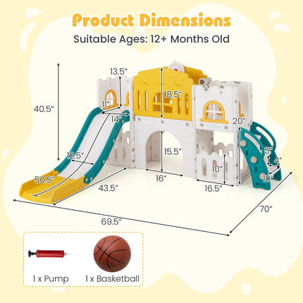 Costzon 8 in 1 Toddle Slide Playset Freestanding Kids Slide w/Tunnel