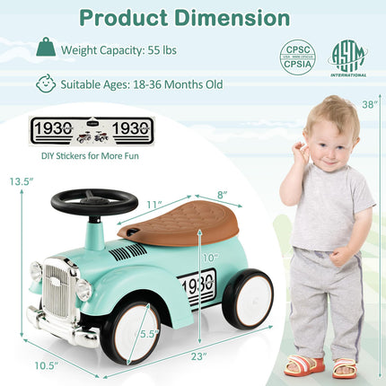 Costzon Ride On Push Car for Toddlers, Classic Kids Ride On Car Foot-to-Floor Sliding Car with Steering Wheel