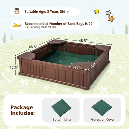 Costzon Kids Sandbox with Cover