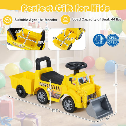 Costzon Ride on Excavator Kids Digger Bulldozer Push Car