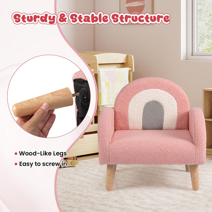 Costzon Kids Sofa | Children Pink Armchair with Solid Wood Frames