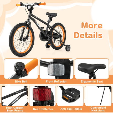 Costzon Outer Space Kids Bike, 18 Inch Sport Bicycle for 4-7 Years Old w/Adjustable Saddle, Training Wheels