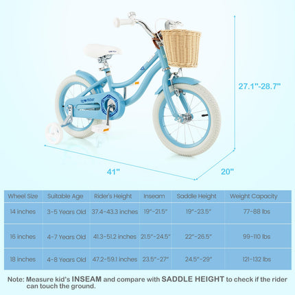 BABY JOY Kids Bike, 14 16 18 Inch Kids Bicycles for 3-8 Years Old Children with Training Wheels