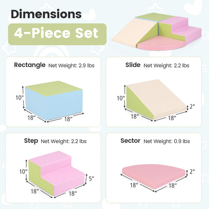 Costzon Climbing Toys for Toddlers, 4 Pieces Climb and Crawl Foam Kids Building Blocks for Children Development & Indoor Active Play
