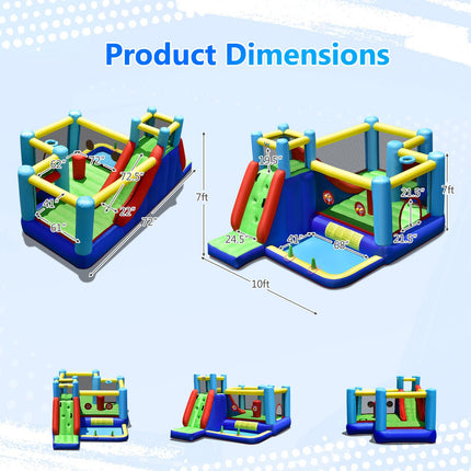 8 in 1 Kids Giant Bounce House with 735W Blower