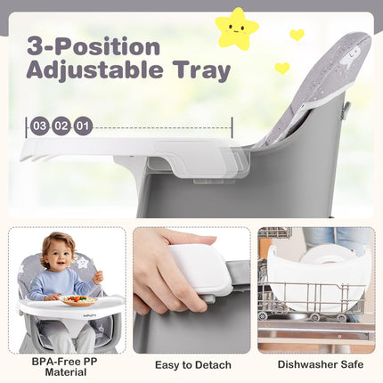 6 in 1 High Chair, Convertible Baby Highchair for Babies and Toddlers with Activity Center