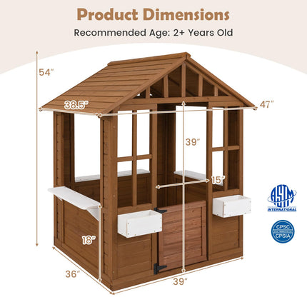Costzon Fir Wood Adventures Cottage for Children Pretend Activity Play