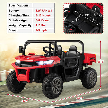 2-Seater Ride on Car, Dump Truck w/ Remote Control - Costzon