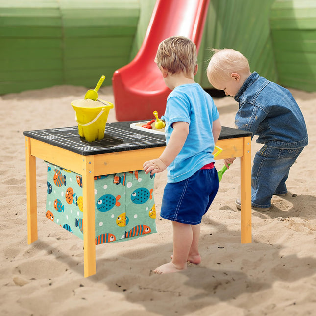 Costzon Sensory Table, 3-in-1 Wooden Sand and Water Table with Foldable Bin