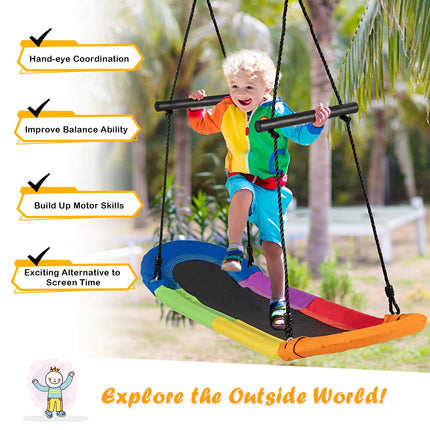 Costzon Saucer Tree Swing Hanging Platform Rope Tree Swing w/ Soft Padded Edge