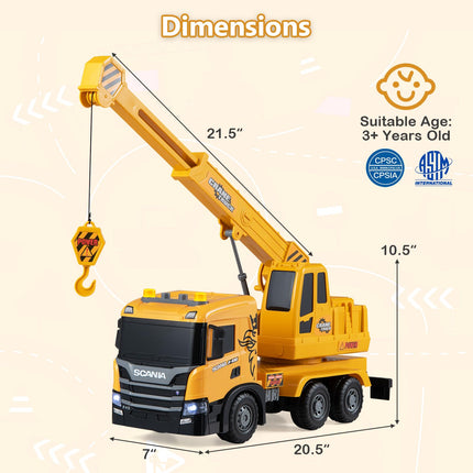 Costzon Licensed Scania Crane Truck Toy with Sounds and Lights for Kids(Crane)