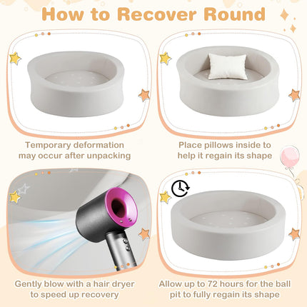 Costzon Round Foam Pool for Toddlers with 200 Ocean Balls and Soft Cushion