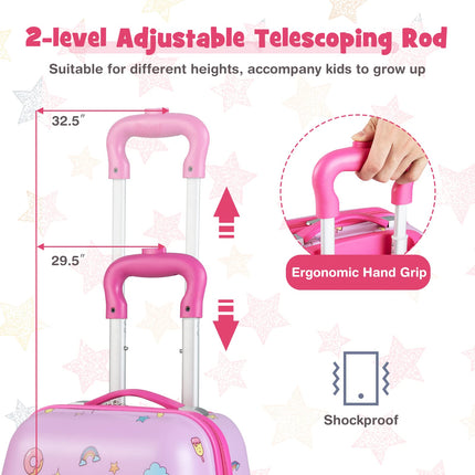 2PC Kids Luggage, 12" & 16" Kids Carry On Luggage Set, Lightweight Spinner Suitcases for Boys and Girls