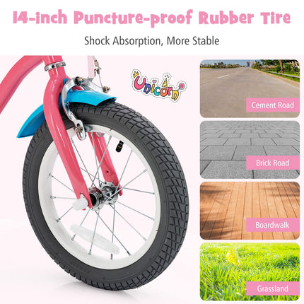 BABY JOY Kids Bike, 14 18 Inch Bike w/Removable Training Wheels, Kids Bicycle for 4-9 Years Old Toddler Girls Boys