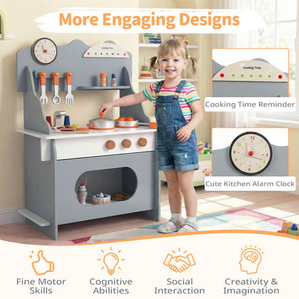 Costzon Kids Kitchen Playset | Toddler Wooden Pretend Play Toy w/Water Faucet
