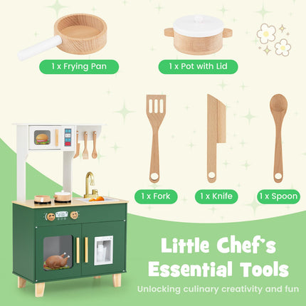 Costzon Little Chef Kitchen Playset w/Microwave for Girl Boy Aged 3+