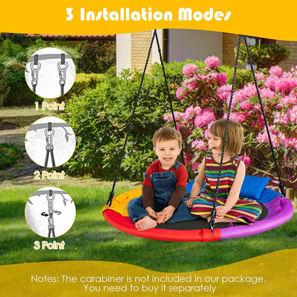 Costzon Saucer Tree Swing for Kids Indoor Outdoor Round Platform Swing w/Pillow & Handle