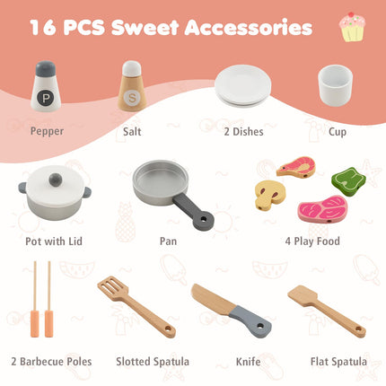 Costzon Kids Kitchen Playset Pretend Play Kitchen with Refrigerator