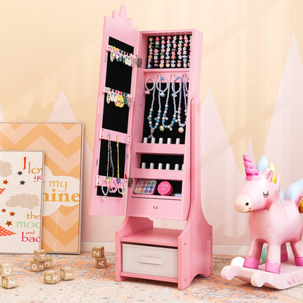 Costzon Kids Vanity Set & Jewelry Armoire Cabinet