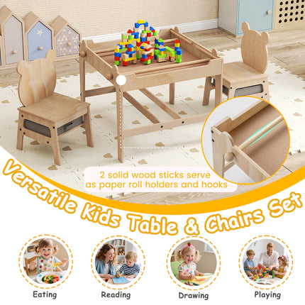 Costzon Kids Table and Chairs 4 in 1 Wooden Activity Desk Set (Bear Shape)