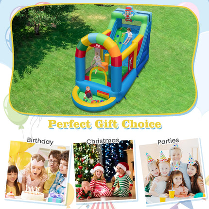 BOUNTECH Inflatable Bounce House, Clownland Bouncy House with Long Slide for Kids 3-6