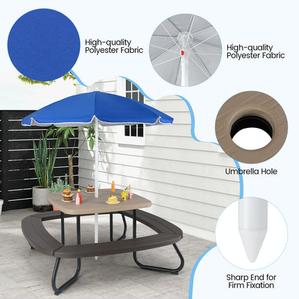 Costzon  8 Person Kids Outdoor Table and Chairs with Foldable & Adjustable Umbrella