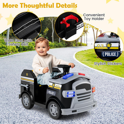 Costzon Police Car Ride on 12V Electric Cop Truck Kids Car w/Shovel & Wrench