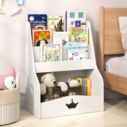 Costzon Kids Bookshelf and Toy Storage, 3-Tier Toddler Bookshelf with Large Storage Cubby
