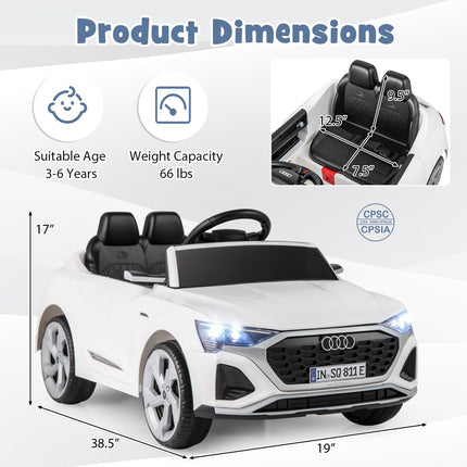 Costzon 12V Kids Ride on Car Licensed Audi SQ8, Remote Control Ride on Toy, Battery Powered Electric Vehicle with Spring Suspension