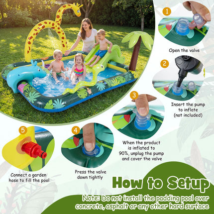 Costzon Jungle Animal Inflatable Kiddie Pool (82'' x 70'' x 54.5'')
