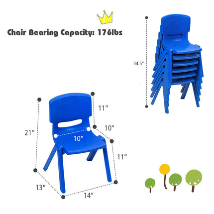 Costzon Plastic Stackable School Chairs, Kids Learning Chairs with 11 inch Seat Height
