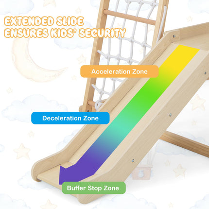 Costzon 6-in-1 Indoor Jungle Gym, Large Size Montessori Climbing Toys for Toddlers with Monkey Bars
