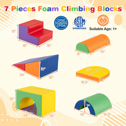 Costzon 7 Pieces Toddler Climbing Toys Indoor Foam Climbing Blocks