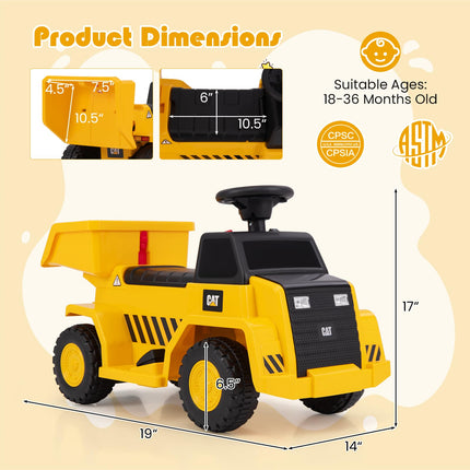Costzon Ride on Dump Truck, 6V Licensed Caterpillar Ride on Construction Vehicle, Battery Powered Ride on Toy for Toddlers