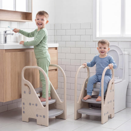 Costzon Toddler Step Stool for Bathroom Sink Adjustable 3-Step Helper Stool
