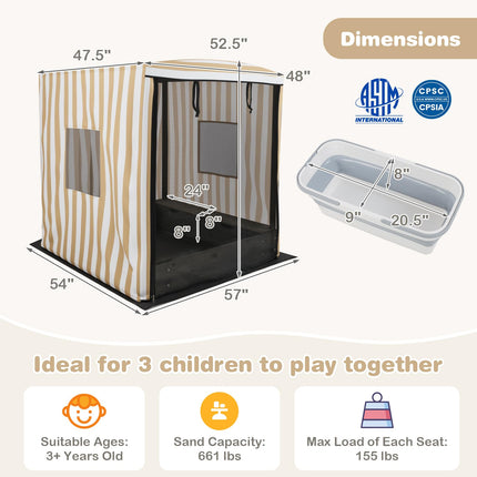 Costzon Kids Wooden Sandbox with Canopy