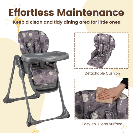 Portable Highchairs for Babied and Toddlers Double Removable Tray Built-in Wheels