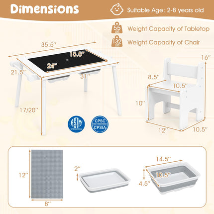 Costzon Kids Table and Chair 6 in 1 Sensory Desk Set w/Storage Bins