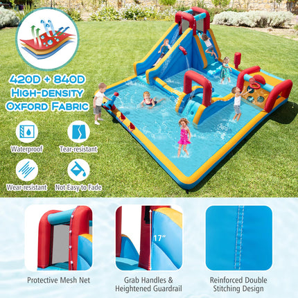 BOUNTECH Inflatable Water Slide Park 9-in-1 Giant Water Bounce House w/Climbing Wall