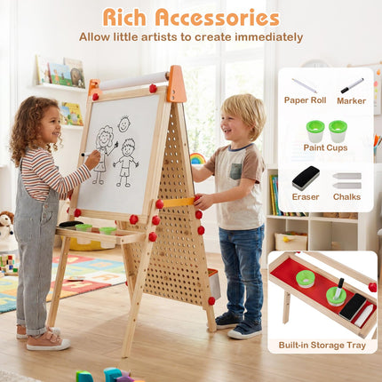 Costzon 4-in-1 Easel for Kids Double-Sided Chalkboard