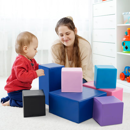 Costzon Foam Blocks, 7 PCS Colorful Building Toys Stacking Block Playset for Kids Safe Active Playing