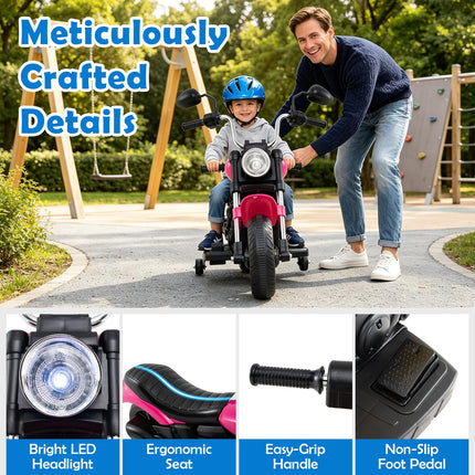 Costzon 6V Chopper Kids Motorcycle with Music Training Wheels