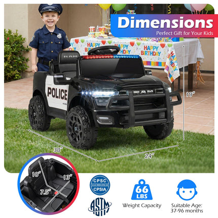 Costzon 12V Police Car Ride On Licensed RAM Kids Electric Vehicle