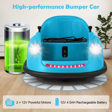 Costzon Bumper Car for Toddler, 12V Electric Kids Ride on Bumper Car with Remote Control, Battery Powered Baby Bumping Toy Gift