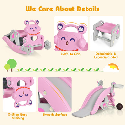 Costzon 5 in 1 Toddler Slide Rocking Toy, Slide for Kids with Detachable Stool